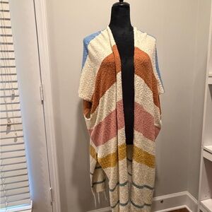 Anthropologie By Together Colorblock Fringe Cardigan Sweater S/M